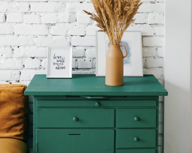 A set of wooden drawers